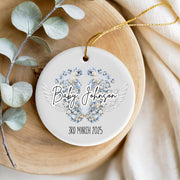 Baby Loss Ornament, Floral Footprint Decoration, Baby Loss Gift, Ceramic Ornament, Christmas Decoration, Angel Baby Ornament, Miscarriage