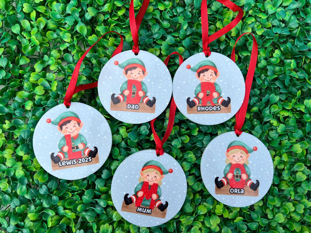 Personalised Elf Christmas Bauble