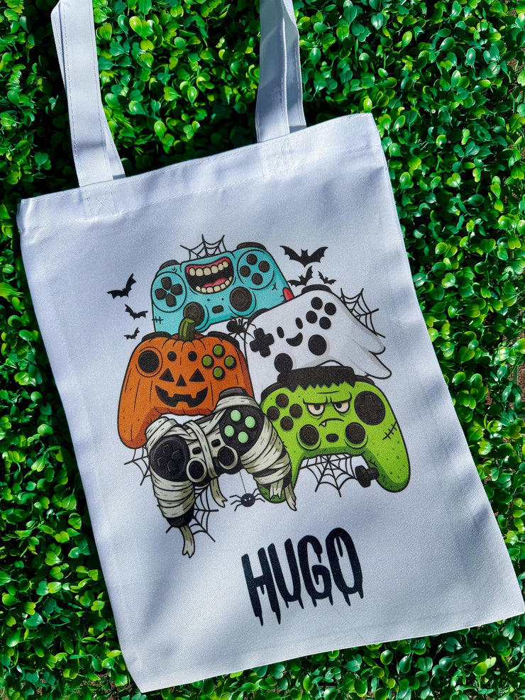 Personalised Gamer Halloween Trick or Treat Tote Bag