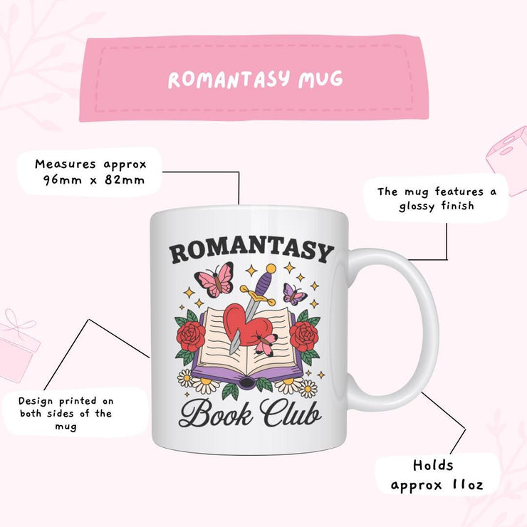 Romantasy book club mug, book lover gift, funny valentine gift, coffee cup, Book themed gift, gift for her