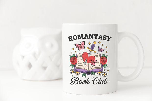Romantasy book club mug, book lover gift, funny valentine gift, coffee cup, Book themed gift, gift for her