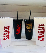 Horror Movie Personalised Tumbler, Horror Movie Popcorn Box, Horror Movie Gift, Halloween Tumbler, Horror Movie Cold Cup, Movie Snack Tub