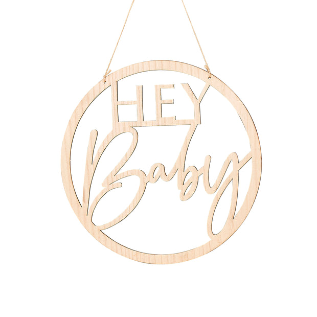 Wooden Hey Baby Shower Sign