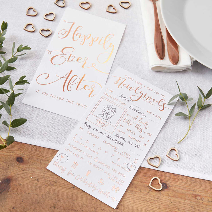10 Rose Gold Wedding Advice Cards - Advice for the Newlyweds