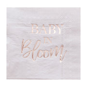 16 Rose Gold And Blush Baby Shower Napkins