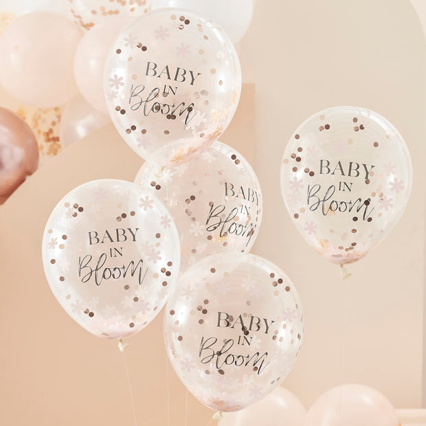 5 Baby in Bloom Baby Shower Confetti Balloons
