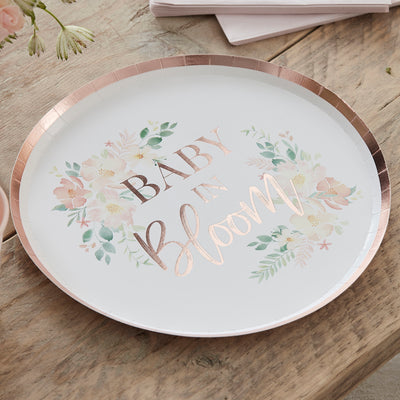 Rose Gold Baby In Bloom Baby Shower Plates