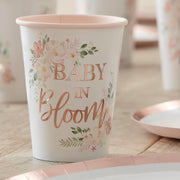 Rose Gold Floral Baby Shower Cups