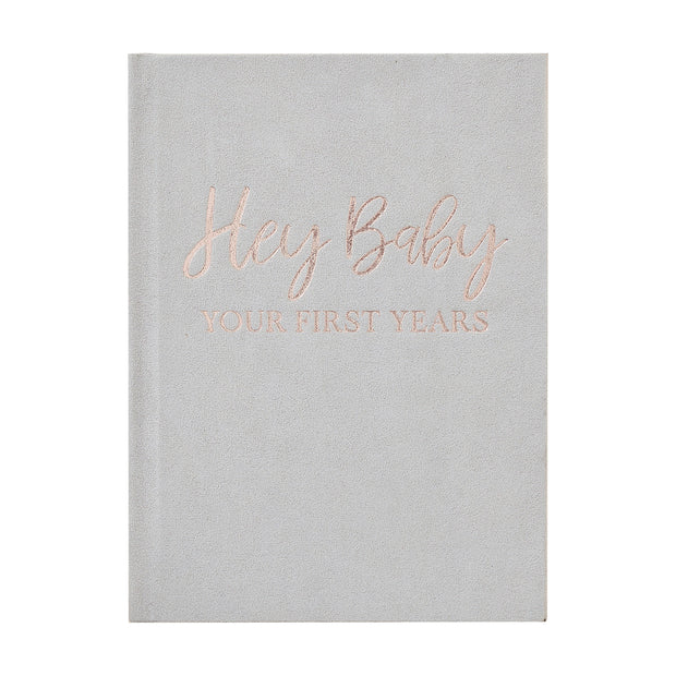 Grey Suede Baby Milestone Journal Book