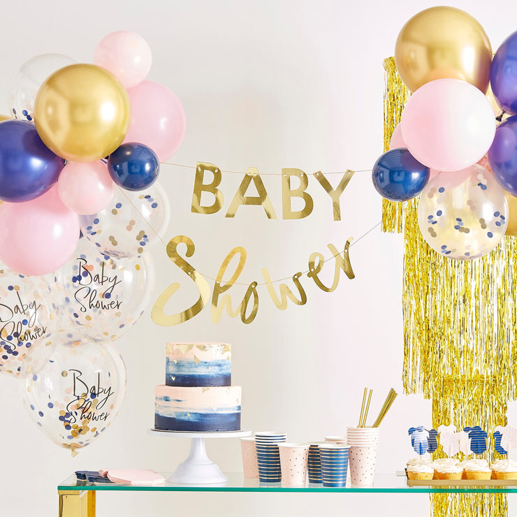 Pink & Navy Baby Grow Gender Reveal Party Table Confetti