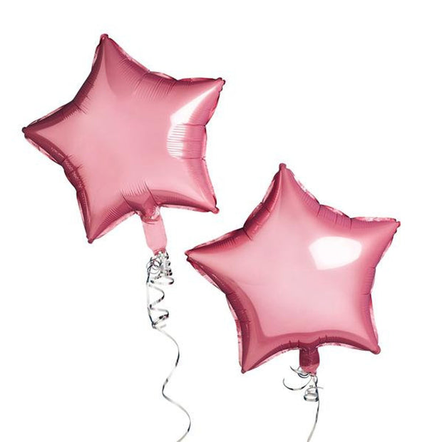 2 Pink Star Foil Balloons
