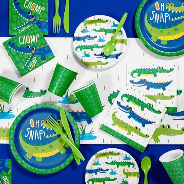 8 Alligator Party Paper Plates - 23cm