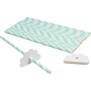 16 Stripe Cloud Paper Party Straws