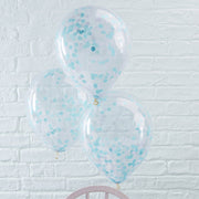 5 Blue Confetti Balloons