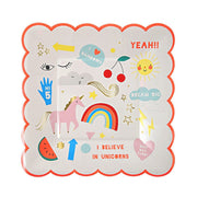 8 Rainbow Unicorn Paper Party Plates