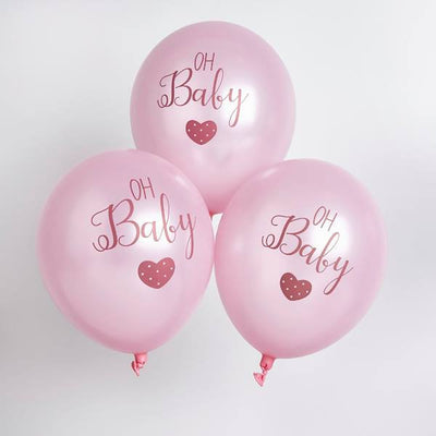 6 Pink Oh Baby Balloons