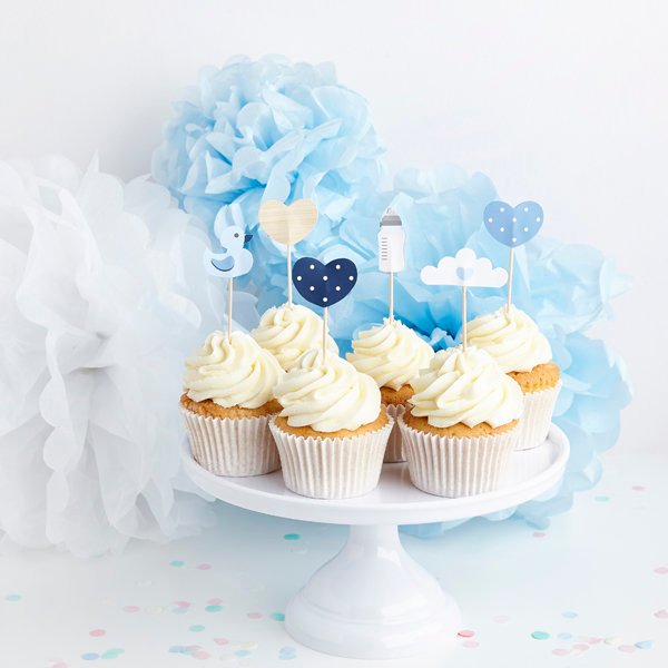 6 Blue Baby Shower Cake Toppers