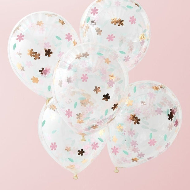5 Flower Confetti Balloons