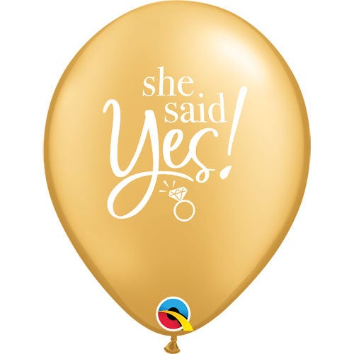 6 Gold She Said Yes Balloons
