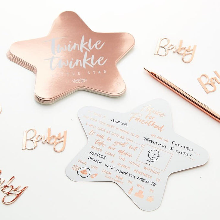10 Rose Gold Baby Shower Advice Cards