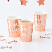 8 Rose Gold Baby Shower Paper Cups