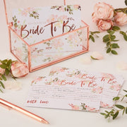 10 Floral Rose Gold Bride to Be Advice Cards
