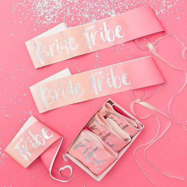 6 Pink Bride Tribe Sashes
