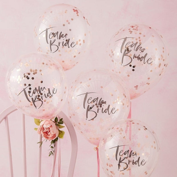5 Team Bride Confetti Balloons
