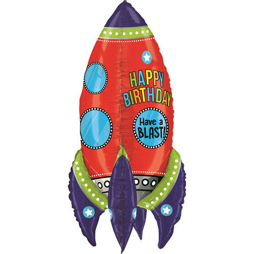 36" Happy Birthday Space Rocket Balloon