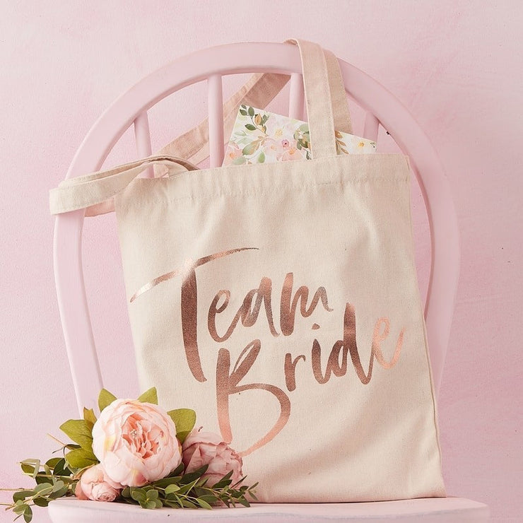 Team Bride Rose Gold Tote Bag