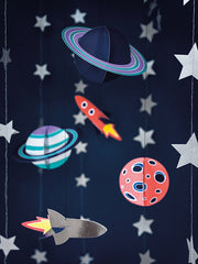 5 Space Party Hanging Planet Backdrop