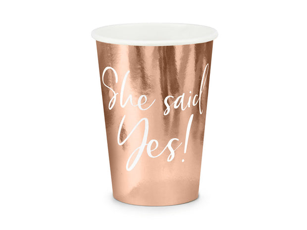 6 She Said Yes Rose Gold Hen Party Cups