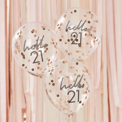 5 Hello 21 Birthday Balloons