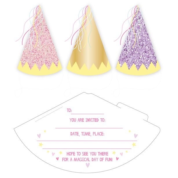 6 Fairy Princess Party Invitation Party Hats
