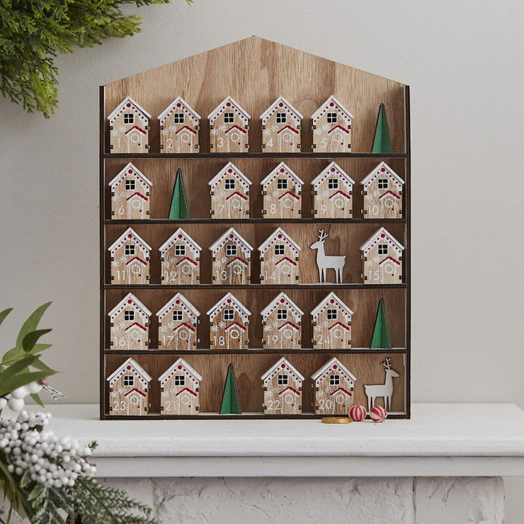 Reusable Wooden House Advent Calendar