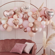Pink White Rose Gold Hen Party Balloon Garland Kit