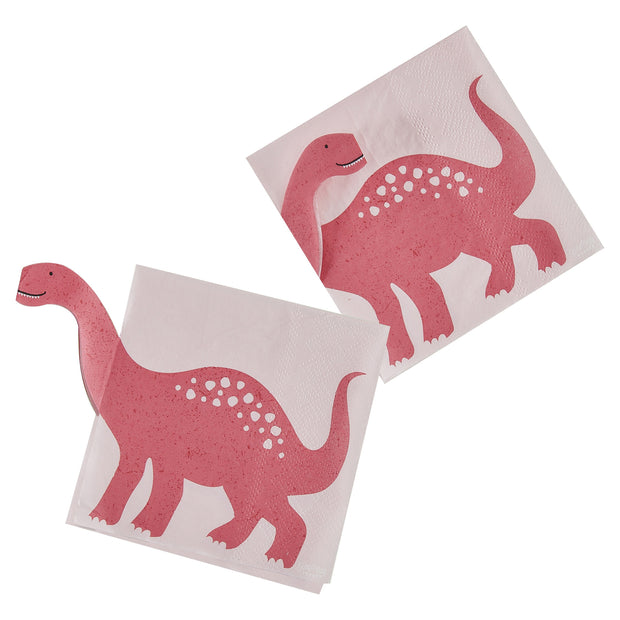 16 Pink Dinosaur Party Napkins