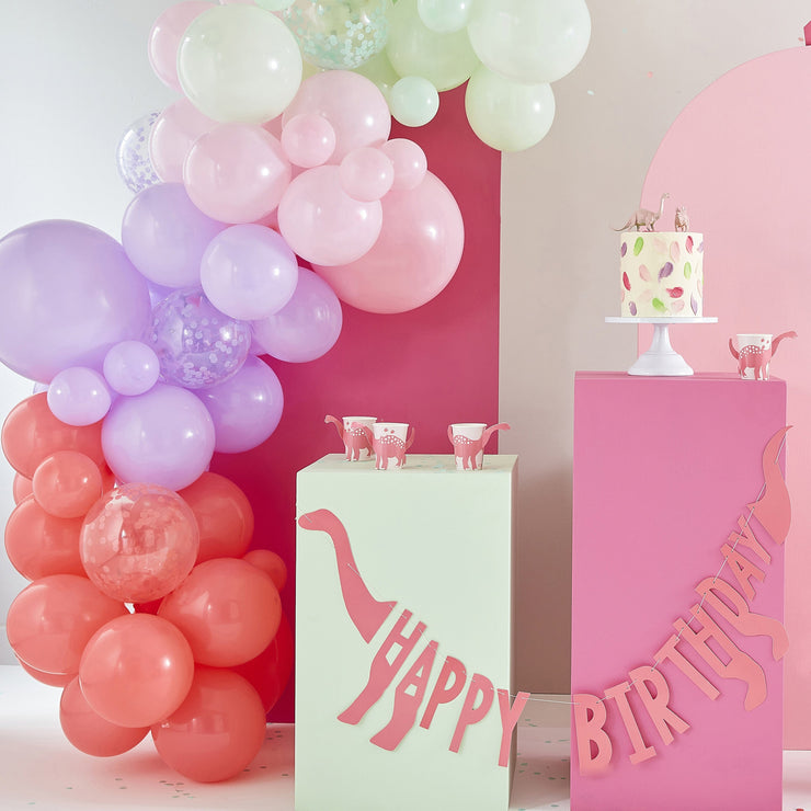 Pink Dinosaur Happy Birthday Bunting