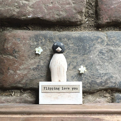 Flipping Love You Wooden Penguin Ornament - East of India