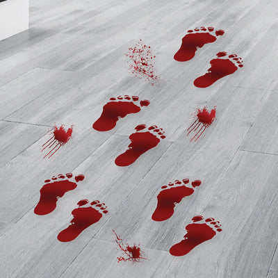 Red Blood Splatted and Footprint Floor Stickers