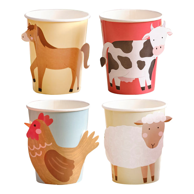 8 Farm Animal Party Cups