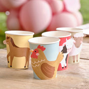 8 Farm Animal Party Cups