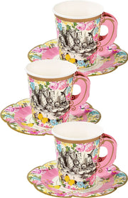 12 Alice in Wonderland Party Cups and Saucer