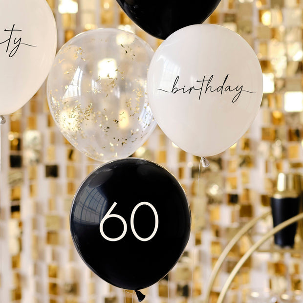 Nude Gold 60th Birthday Party Balloons
