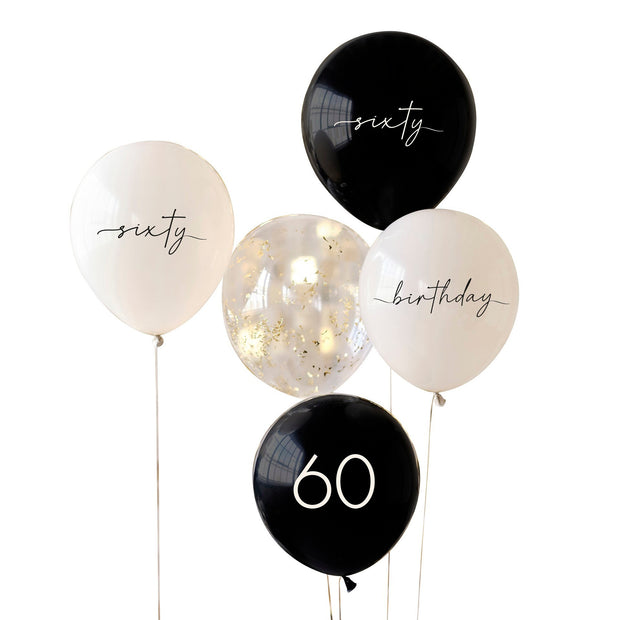 Nude Gold 60th Birthday Party Balloons