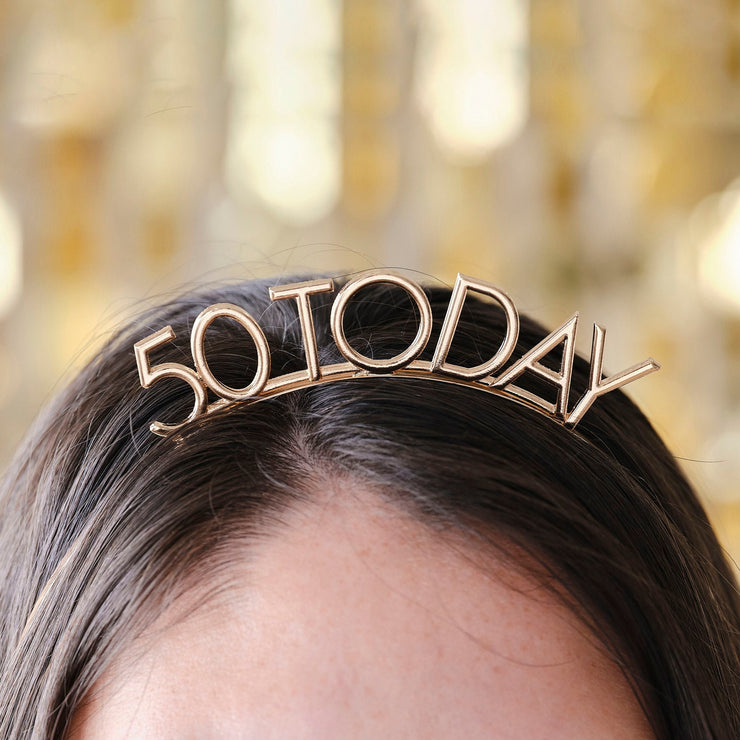 Gold 50th Birthday Headband