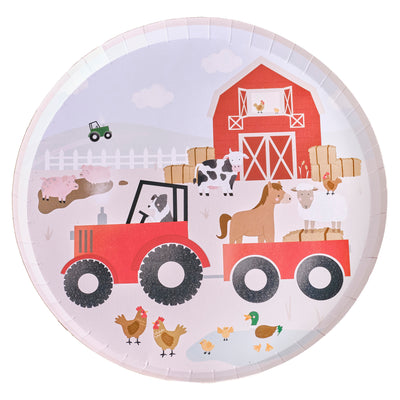 8 Farm Animal Party Plates