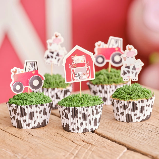 12 Farm Animal Cupcake Toppers