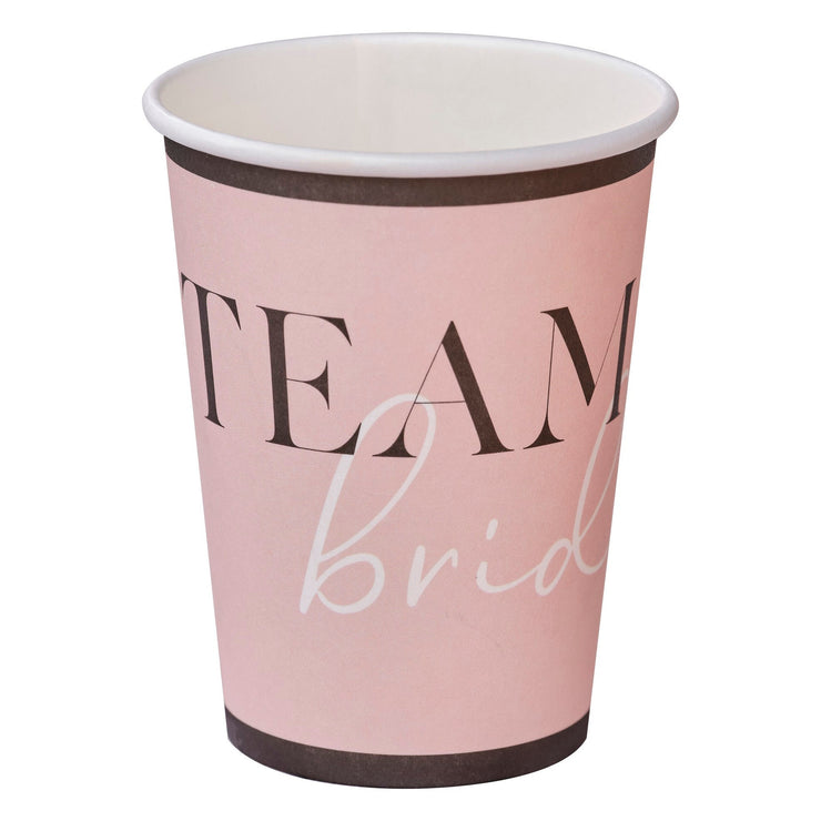8 Pink & Black Team Bride Hen Party Cups