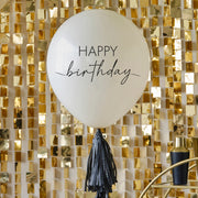 24" Happy Birthday Balloon with Black Tassel Tail